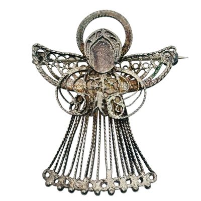 Sale Photo Thumbnail #441: Sterling Filigree Angel Brooch