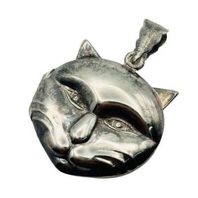 Sale Photo Thumbnail #402: Sterling Cat Head Locket