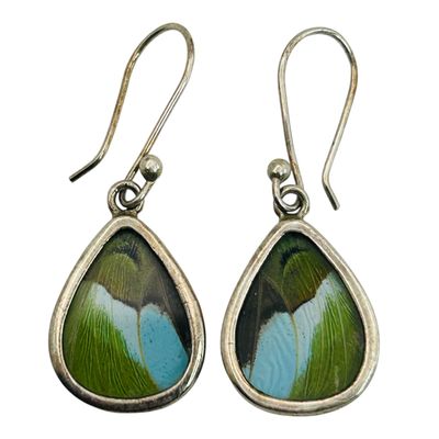Sale Photo Thumbnail #59: Signed 950 Silver Butterfly Wing Earrings