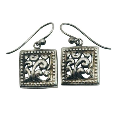Sale Photo Thumbnail #386: Sterling Swirl Detail Square Earrings