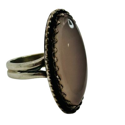 Sale Photo Thumbnail #456: Sterling Pink Quartz Ring Sz 6
