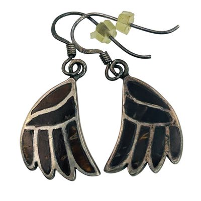 Sale Photo Thumbnail #181: Southwest Sterling Inlay Wing Earrings