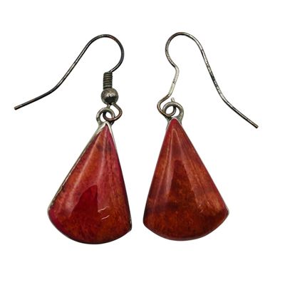 Sale Photo Thumbnail #93: Sterling Coral Tear Drop Earrings