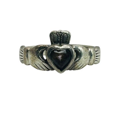 Sale Photo Thumbnail #28: Sterling Amethyst Claddagh Ring Sz 4