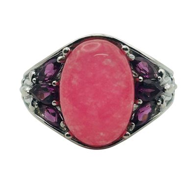 Sale Photo Thumbnail #221: Sterling Pink Gem Amethyst Ring Sz 7
