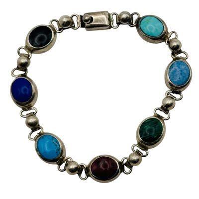 Sale Photo Thumbnail #329: Mexico Sterling Multi Stone Bracelet