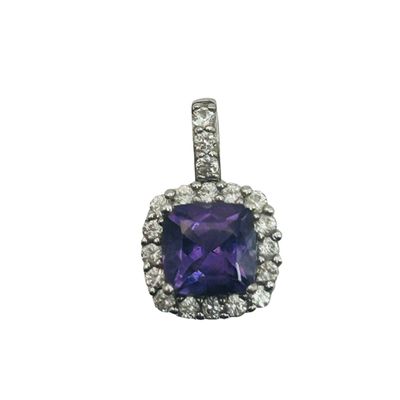 Sale Photo Thumbnail #225: Sterling Amethyst Topaz Halo Set Pendant
