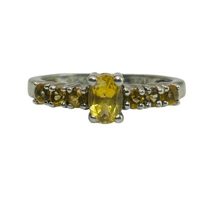 Sale Photo Thumbnail #64: Sterling Citrine Chanel Ring Sz 7