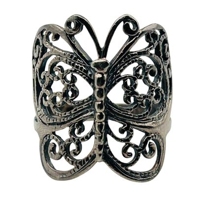 Sale Photo Thumbnail #14: Sterling Butterfly Thumb Ring Sz 7.5