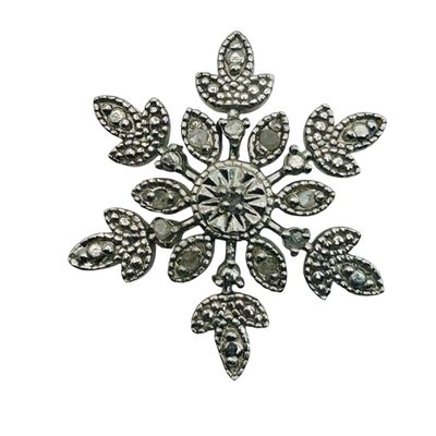 Sale Photo Thumbnail #252: Signed Sterling Diamond Snow Flake Pendant 2.2g