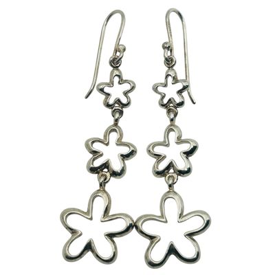 Sale Photo Thumbnail #136: Signed Sterling Flower Dangle Earrings
