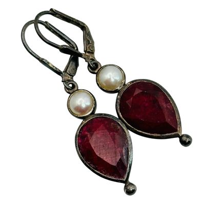 Sale Photo Thumbnail #359: Sterling Ruby Pearl Earrings