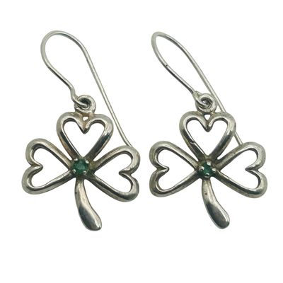 Sale Photo Thumbnail #224: Sterling Emerald Clover Earrings