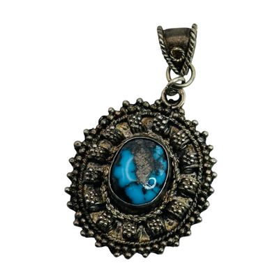 Sale Photo Thumbnail #475: Vintage Israel 935 Sterling Turquoise Pendant