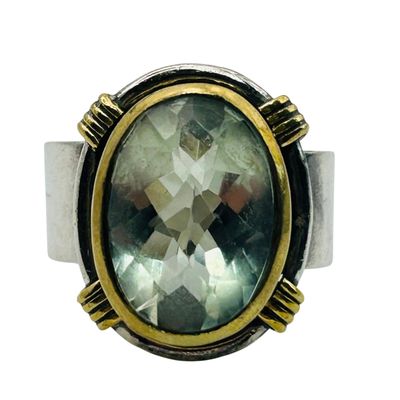 Sale Photo Thumbnail #272: Signed Sterling Aquamarine Ring Sz 7.5