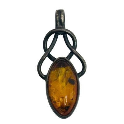 Sale Photo Thumbnail #482: Sterling Amber Cleric Knot Pendant