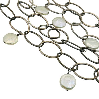 Sale Photo Thumbnail #90: Sterling Pearl Toggle Clasp Necklace