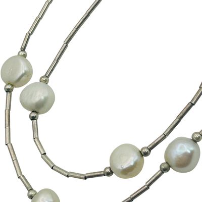 Sale Photo Thumbnail #144: Sterling Pearl Liquid Silver Necklace