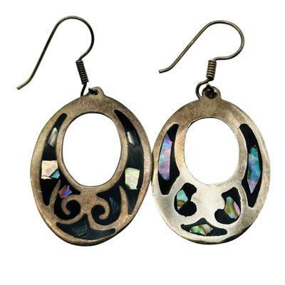 Sale Photo Thumbnail #372: Sterling Abalone Onyx Earrings