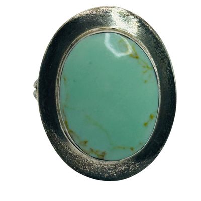 Sale Photo Thumbnail #172: Sterling Turquoise Oval Ring Sz 8.5