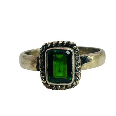 Sale Photo Thumbnail #5: Sterling Emerald Ring Sz 6