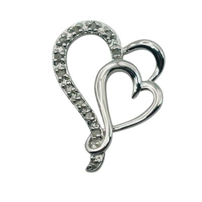 Sale Photo Thumbnail #223: Signed Sterling 1/10 Ct Diamond Heart Pendant