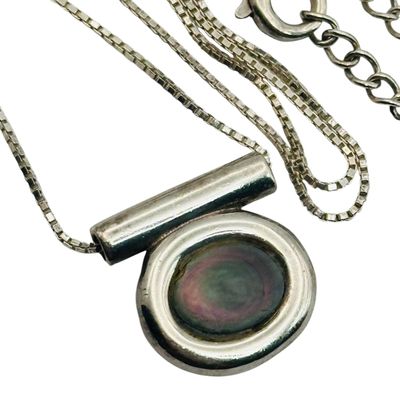 Sale Photo Thumbnail #426: Sterling Abalone Box Chain Necklace