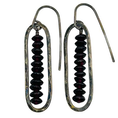 Sale Photo Thumbnail #285: Sterling Garnet Dangle Earrings