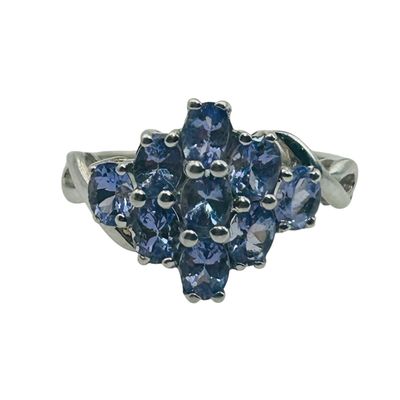 Sale Photo Thumbnail #134: Signed Sterling Iolite Cluster Ring Sz 5