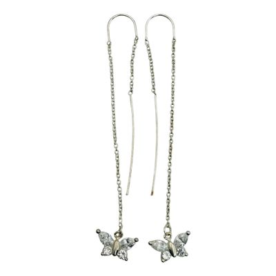 Sale Photo Thumbnail #166: Signed Sterling Rhinestone Butterfly Earrings