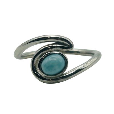 Sale Photo Thumbnail #217: Aloha Sterling Larimar Wave Ring Sz 7