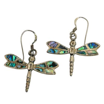 Sale Photo Thumbnail #63: Sterling Abalone Dragonfly Earrings