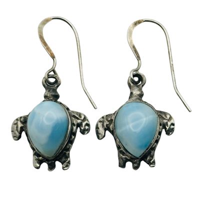 Sale Photo Thumbnail #437: Sterling Larimar Turtle Earrings