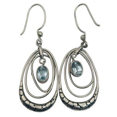 Sale Photo Thumbnail #381: Signed Indonesia Sterling Topaz Dangle Earrings