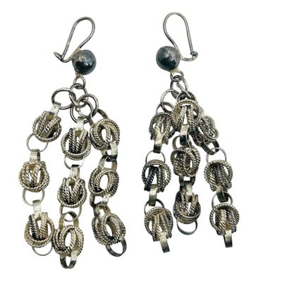 Sale Photo Thumbnail #152: Sterling Round Linked Dangle Earrings