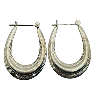 Sale Photo Thumbnail #293: Sterling Ribbed Hoop Earrings