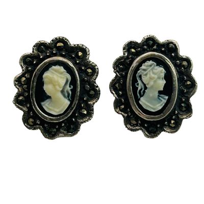 Sale Photo Thumbnail #34: Sterling Cameo Earrings