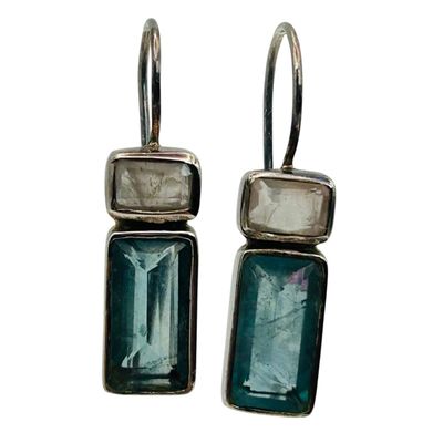 Sale Photo Thumbnail #310: Sterling Aquamarine Quartz Earrings