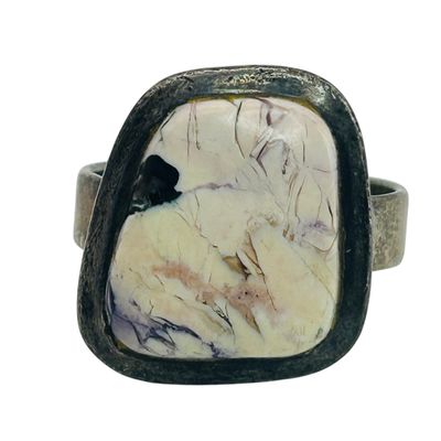 Sale Photo Thumbnail #199: Sterling Tiffany Stone Cabochon Ring  Sz 6
