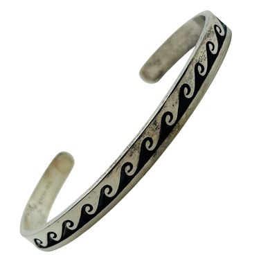 Sale Photo Thumbnail #39: Signed Sterling Wave Cuff Bracelet