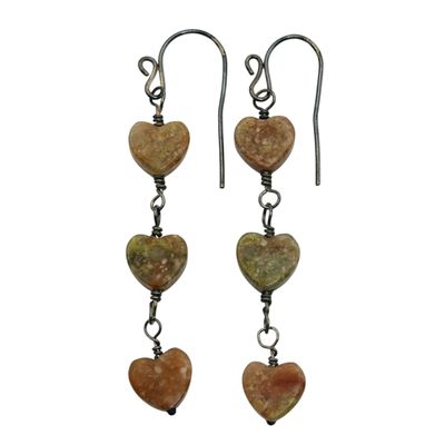 Sale Photo Thumbnail #448: Sterling Jasper Heart Earrings
