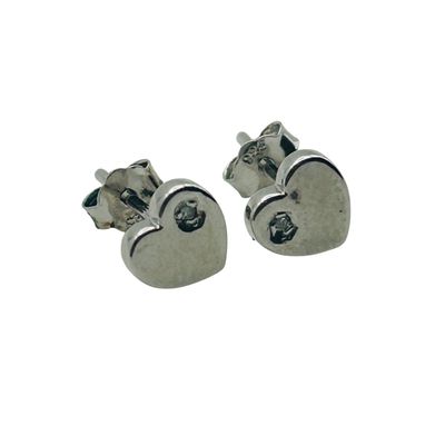Sale Photo Thumbnail #131: Sterling Diamond Heart Earrings