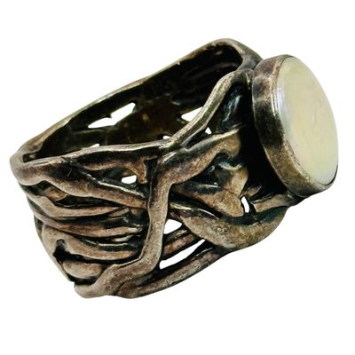 Sale Photo Thumbnail #369: Sterling Pearl Thick Band Sz 11