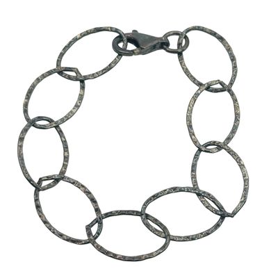 Sale Photo Thumbnail #400: Signed Sterling Linked Hammered Bracelet