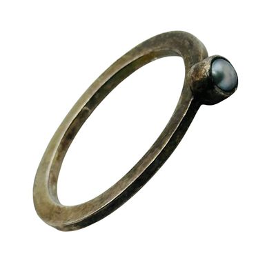 Sale Photo Thumbnail #375: Sterling Pearl Flat Ring Sz 7