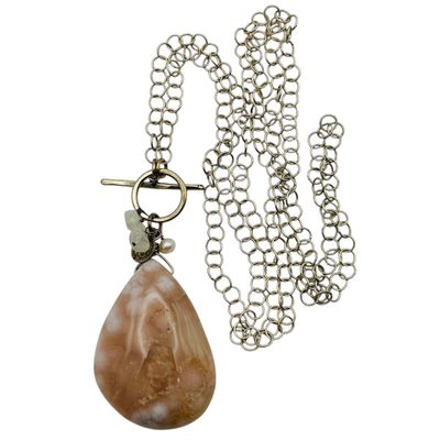 Sale Photo Thumbnail #307: Sterling Rose Quartz Long Necklace