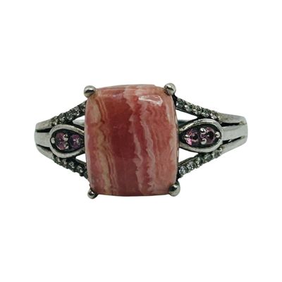 Sale Photo Thumbnail #2: Sterling Rhodochrosite Ring Sz 11