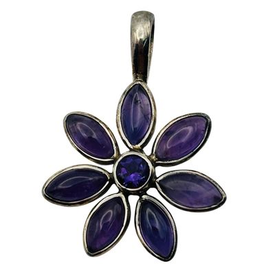 Sale Photo Thumbnail #95: Signed Sterling Amethyst Flower Pendant
