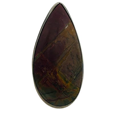 Sale Photo Thumbnail #169: Sterling Jasper Tear Drop Ring Sz 8