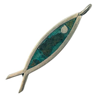 Sale Photo Thumbnail #126: Taxco Mexico Sterling Turquoise Fish Pendant